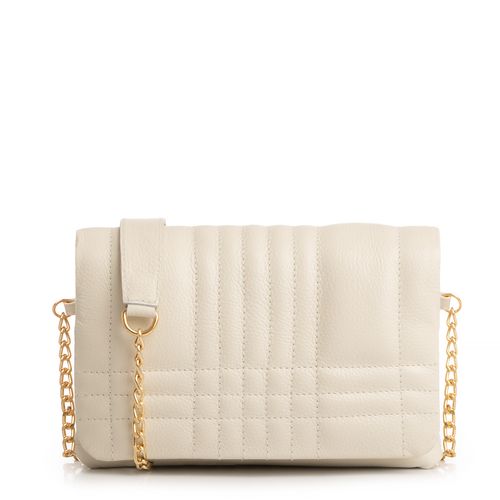 Bolsa Couro Off White Matelassê Alça Corrente
