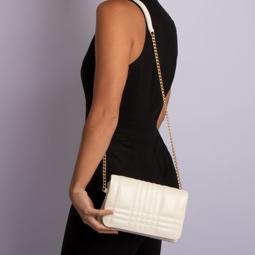 Bolsa Couro Off White Matelassê Alça Corrente