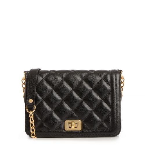 Bolsa Couro Preto Tiracolo Matelassê