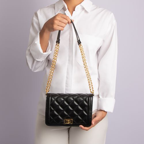 Bolsa Couro Preto Tiracolo Matelassê