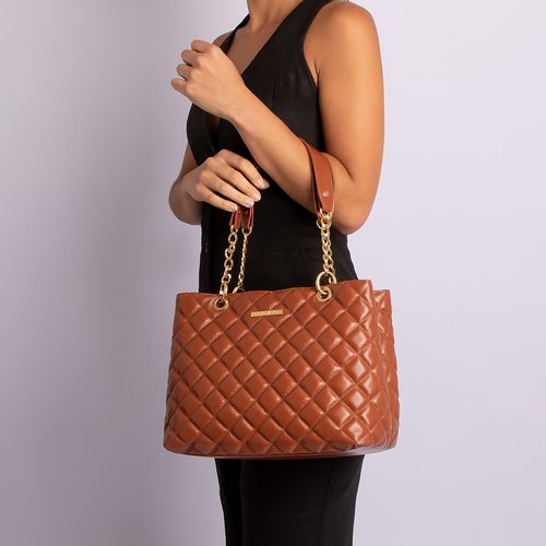 Bolsa Couro Caramelo  Matelassê