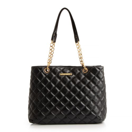 Bolsa Couro Preta Matelassê