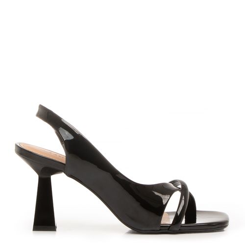 Sandália Preta Verniz Calce Fácil