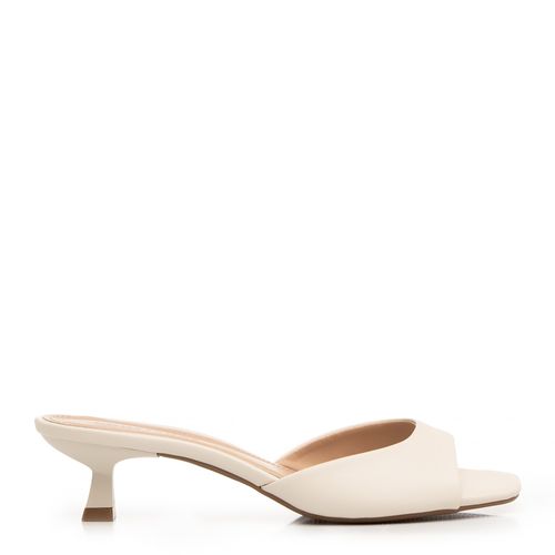 Tamanco Texturizado Off White Salto Taça Baixo