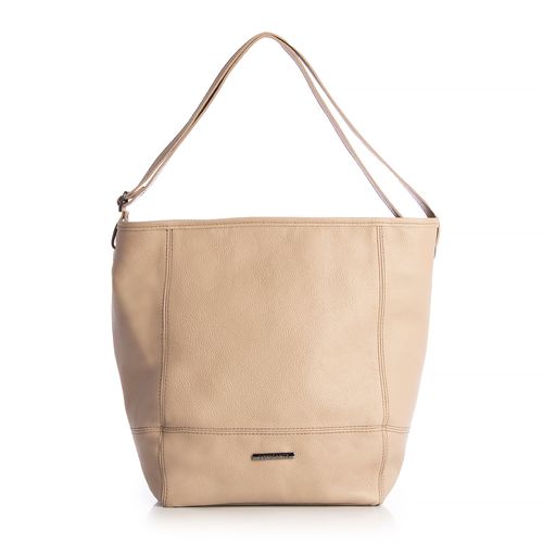 Bolsa Maxi Tiracolo Couro Cinza Detalhe Pesponto