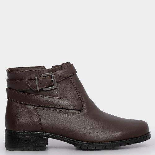 Ankle Boot Café Fivela Transpassada