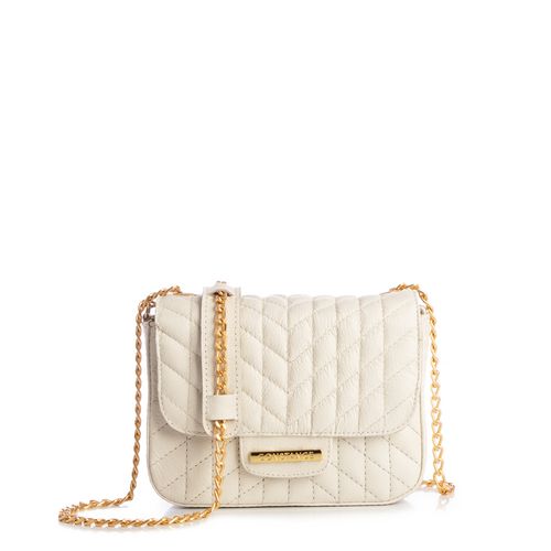 Bolsa Couro Off-White Transversal Matelassê