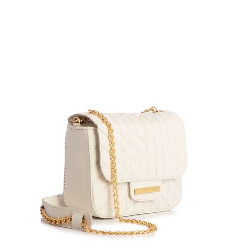 Bolsa Couro Off-White Transversal Matelassê