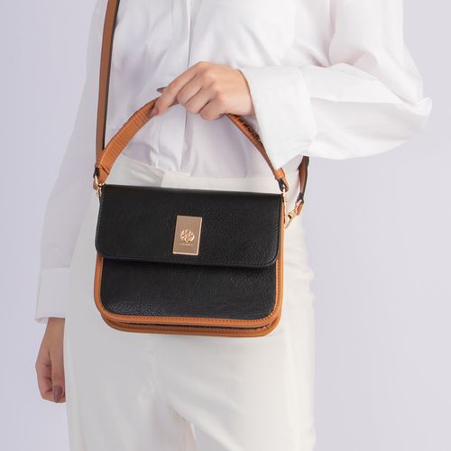 Bolsa Preto Tiracolo Alça Macramê