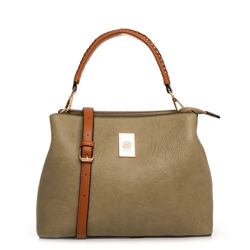 Bolsa Verde Grande Alça Macramê