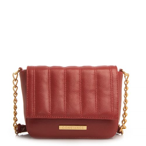 Bolsa Couro Tiracolo Vermelha Pespontado