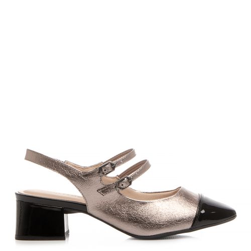 Scarpin Slingback Comfort Prata Velho Texturizado