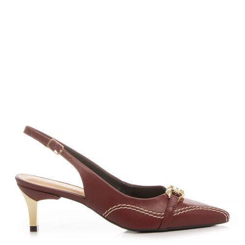 Scarpin Aberto Burgundy Pesponto