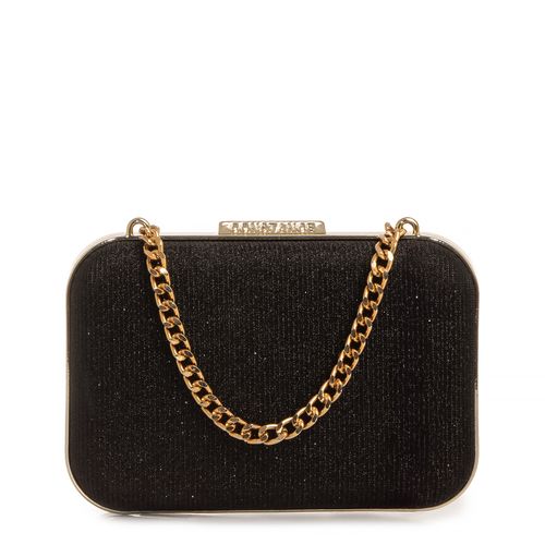 Clutch Preta Lurex Alça Corrente