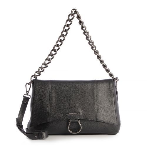 Bolsa Couro Preto Alça Corrente