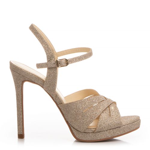 Sandália Rosê Glitter Salto Alto Fino