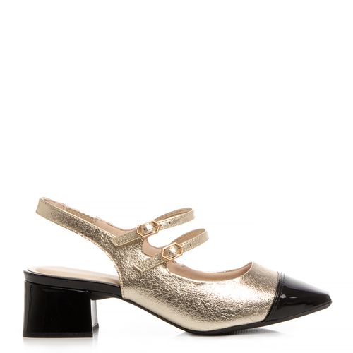 Scarpin Slingback Comfort Dourado Texturizado