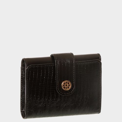 Bolsa Carteira Couro Preta Croco Pequena
