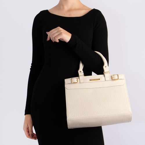 Bolsa Tote Off White Couro Texturizada