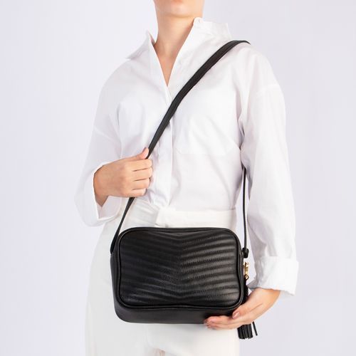Bolsa Preta Tiracolo Couro