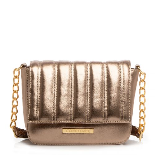 Bolsa Couro Prata Velho Tiracolo Pespontado