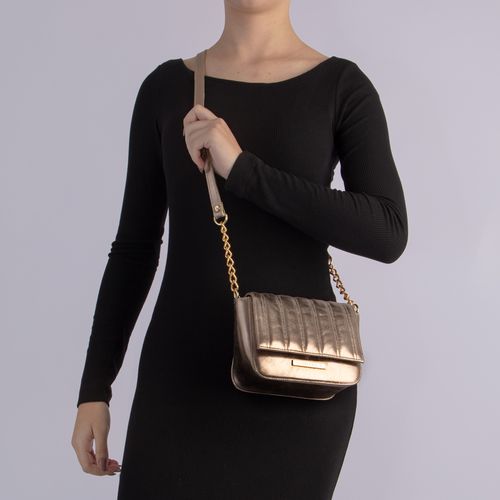 Bolsa Couro Prata Velho Tiracolo Pespontado