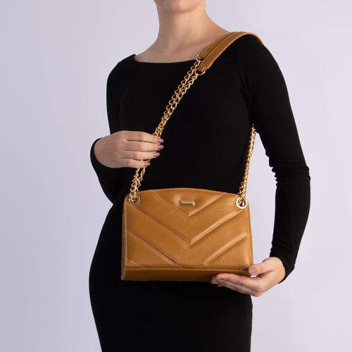 Bolsa Couro Mostarda Matelassê