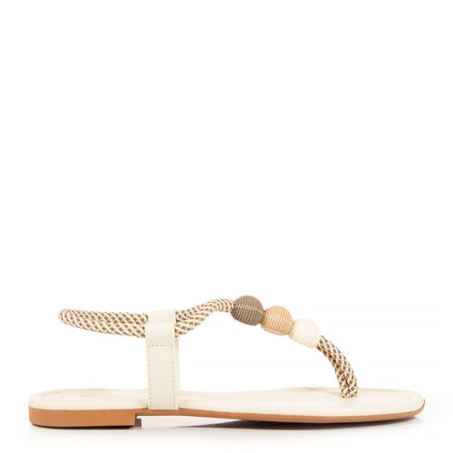 Rasteira Off White Cordão Esferas