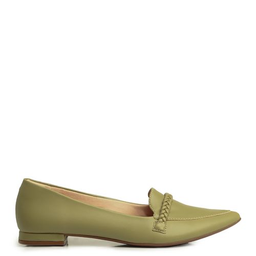 Mocassim Verde Enfeite Trançado