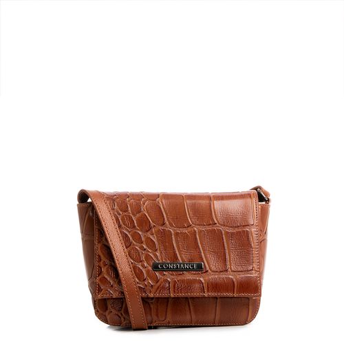 Bolsa Caramelo Couro Texturizado Tiracolo