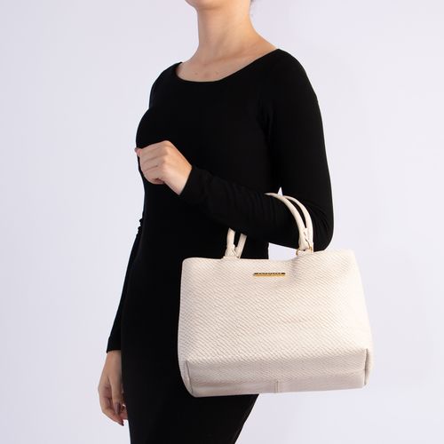 Bolsa Tote Off White Couro Texturizado