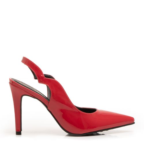 Scarpin Slingback Vermelho Verniz Recorte