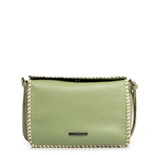 Bolsa Verde Couro Pesponto Tiracolo