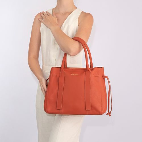 Bolsa Couro Laranja Ajuste Lateral