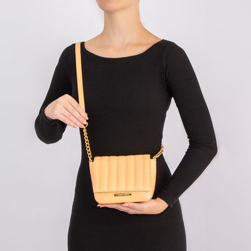 Bolsa Couro Pêssego Tiracolo Pespontado