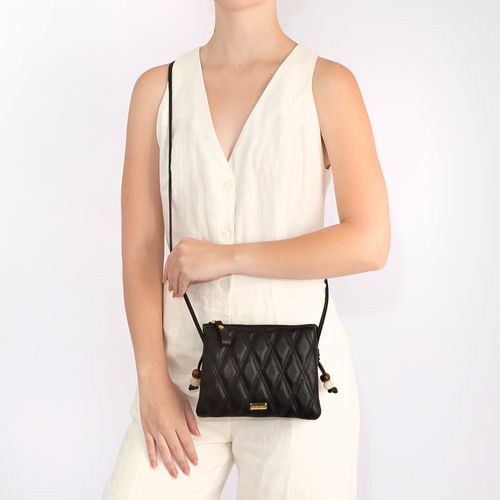 Bolsa Preta Couro Matelassê Esferas