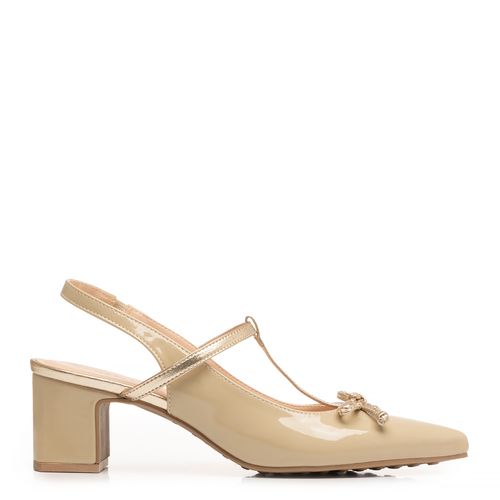 Scarpin Slingback Bege Laço