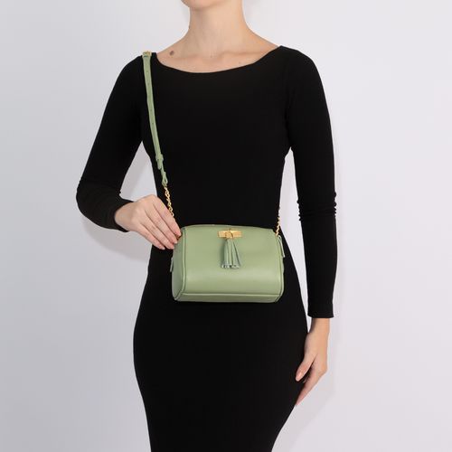 Bolsa Couro Verde e Tiracolo