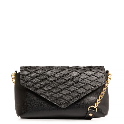 Bolsa Preta Couro Nervura