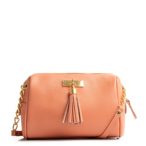 Bolsa Couro Rosa e Tiracolo