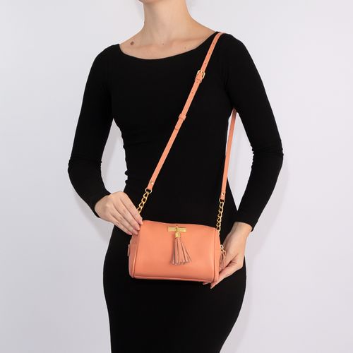 Bolsa Couro Rosa e Tiracolo