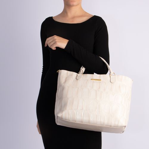 Bolsa Off White  Grande Couro Texturizado