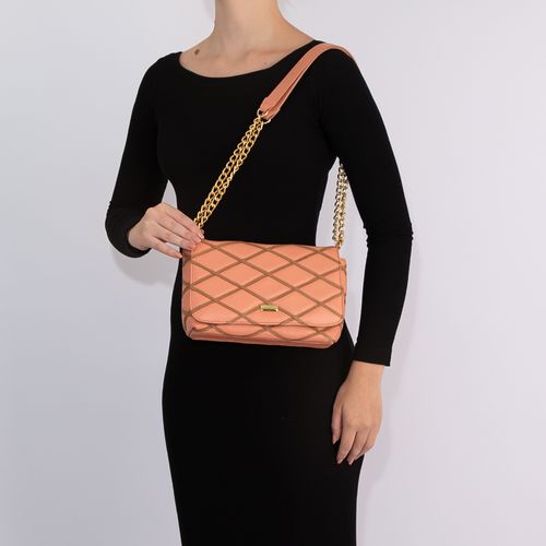 Bolsa Couro Rosa Matelassê Tiracolo