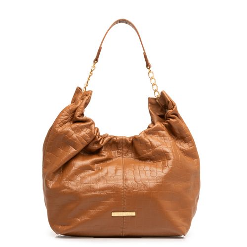 Bolsa Hobo Caramelo Couro Texturizado
