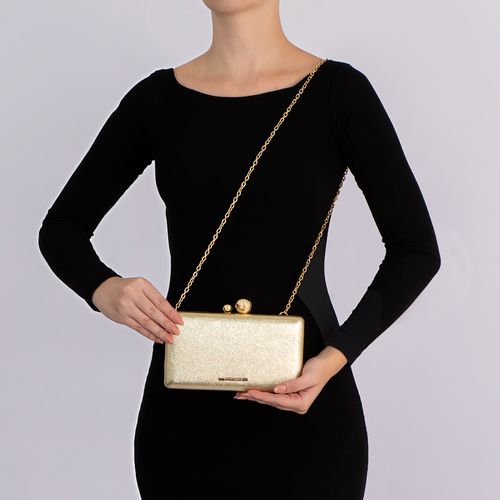 Clutch Dourada Alça Corrente