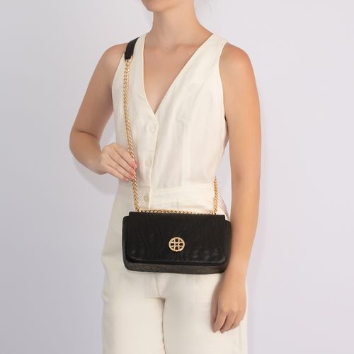 Bolsa Tiracolo Texturizada Preta