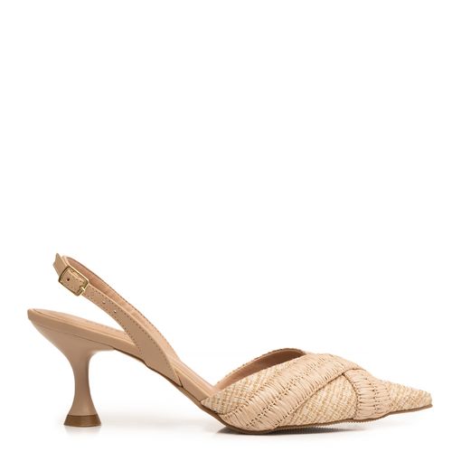 Scarpin Slingback Trama Bege