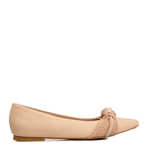 Sapatilha Bege Trama Strass