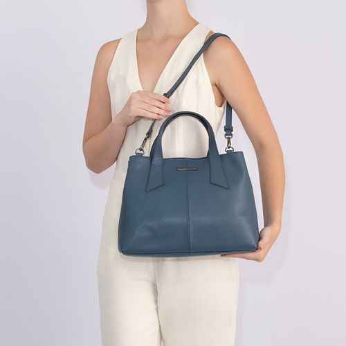 Bolsa Tote Azul Couro