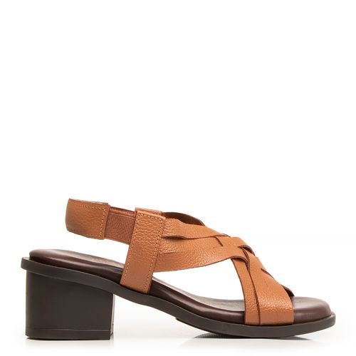 Sandália Caramelo  Couro Comfort Tiras Cruzadas